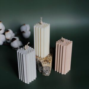 Ribbed Square Pillar Candles | 100% Natural Soy Wax | Handmade