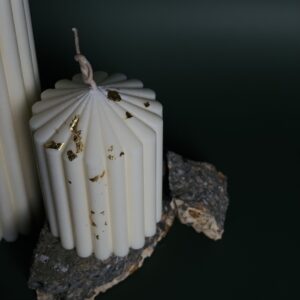 Ribbed Pillar Column Candles Set of 2 | 100% Natural Soy Wax | Handmade